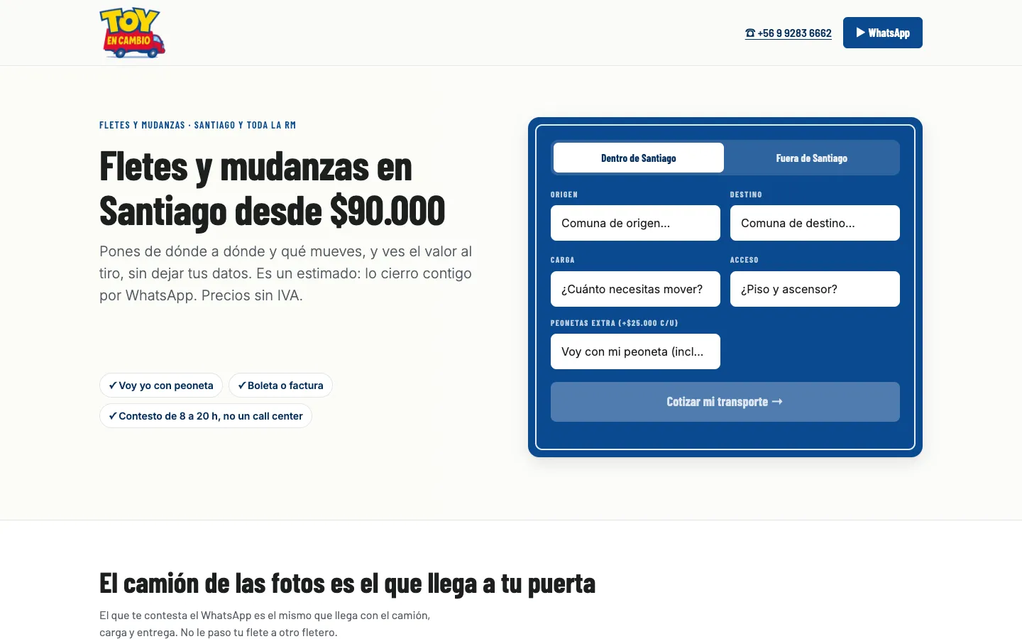 Captura de la web Transporte Serey