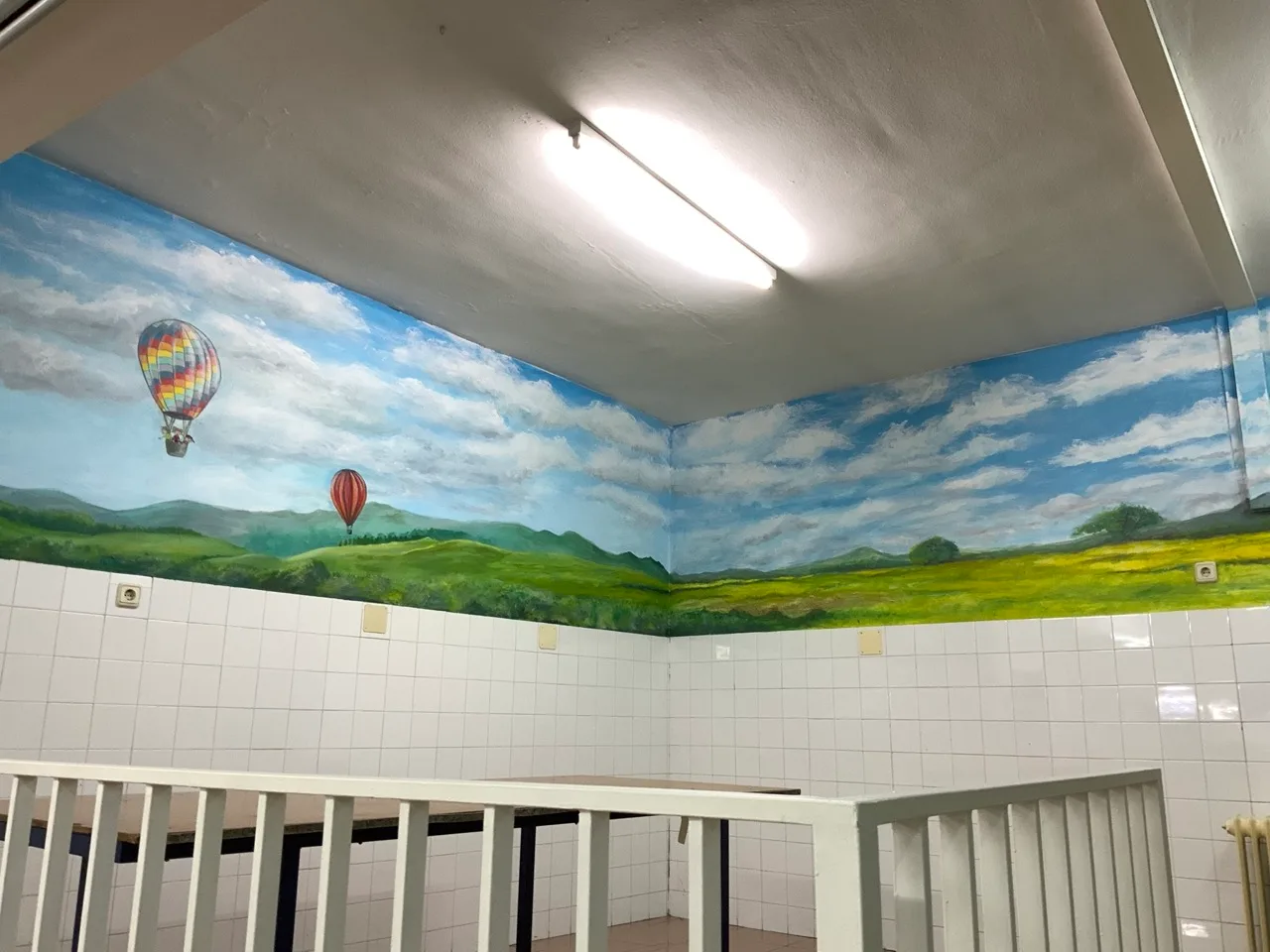 Cuadro pintado en directo en una inauguración