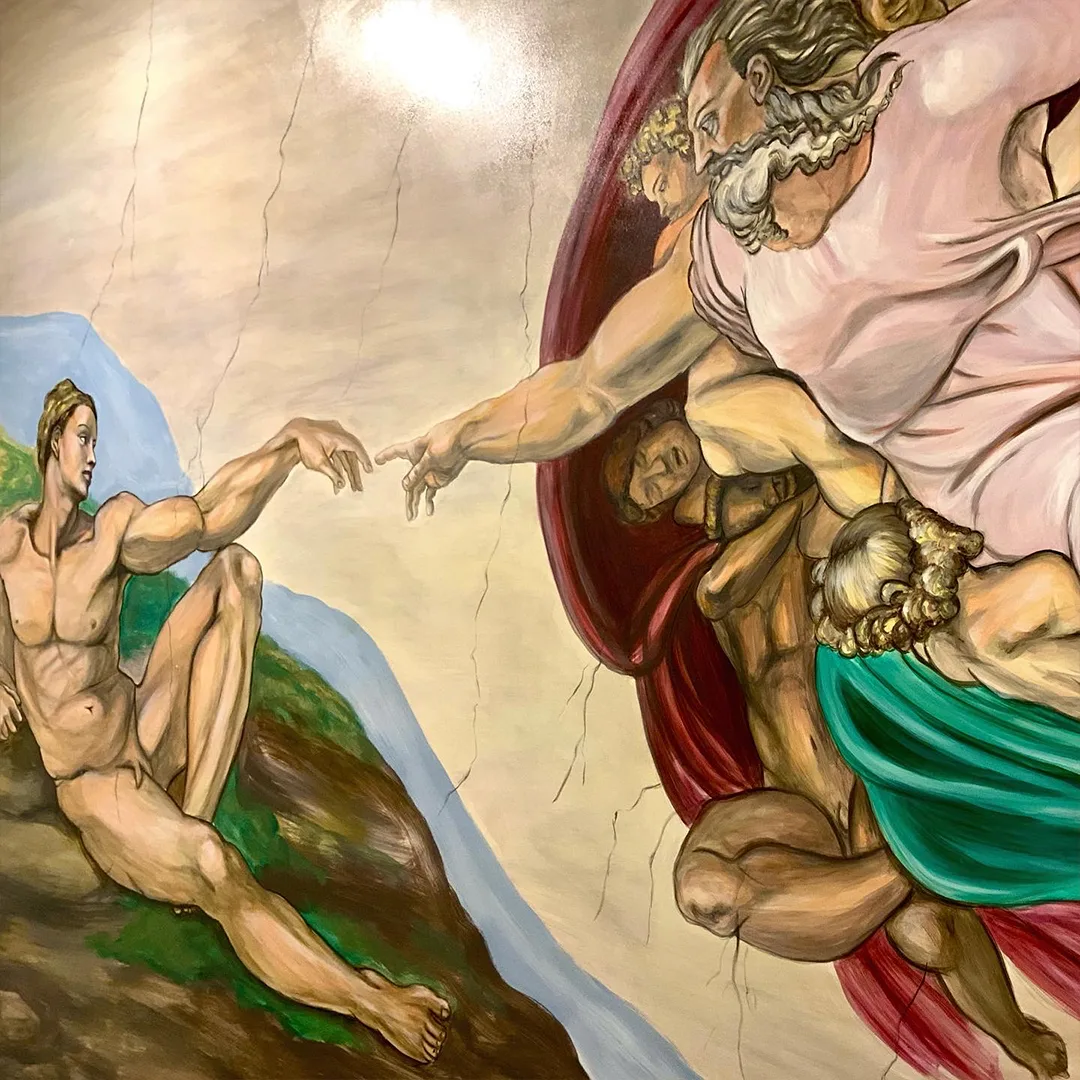 Mural artístico en espacio corporativo