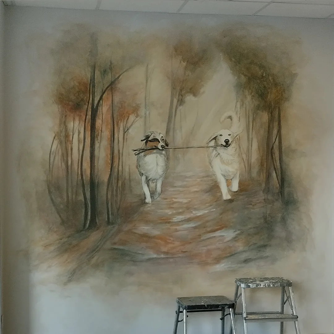 Mural de animales de compañía en Hospital Conde Orgaz