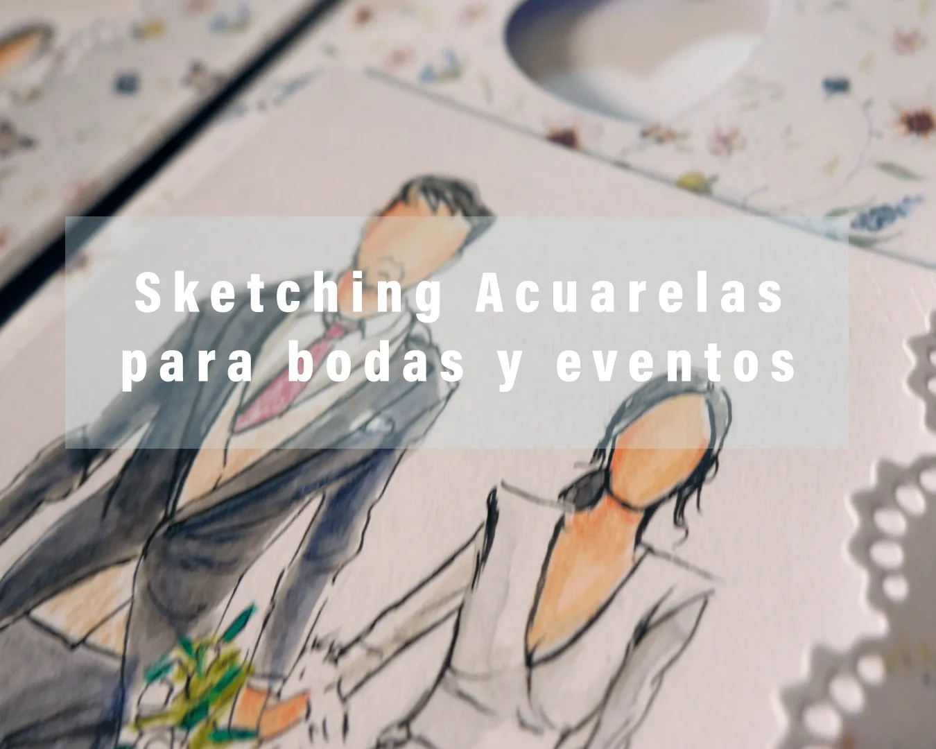 Detalle de acuarela realizada en directo en boda